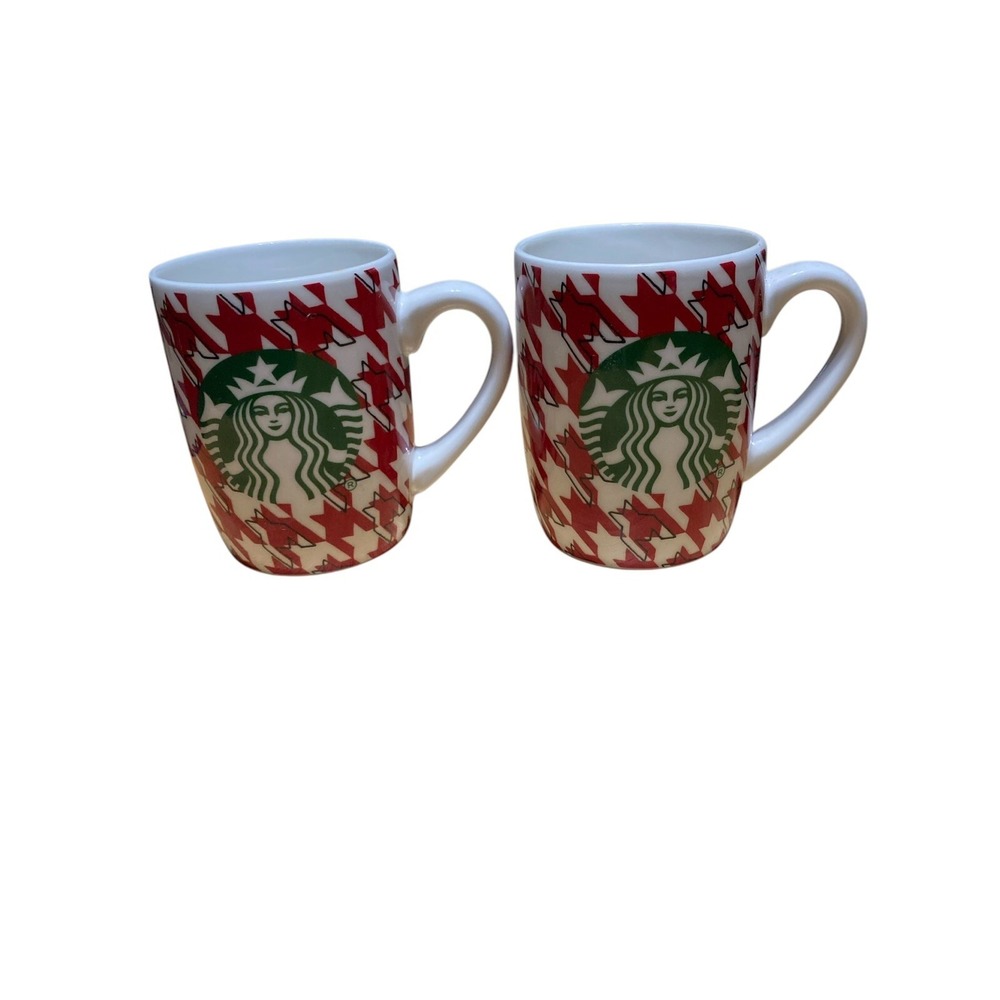 2‎ Starbucks Holiday Red White Green Christmas 2017 Ceramic Mugs 8oz
